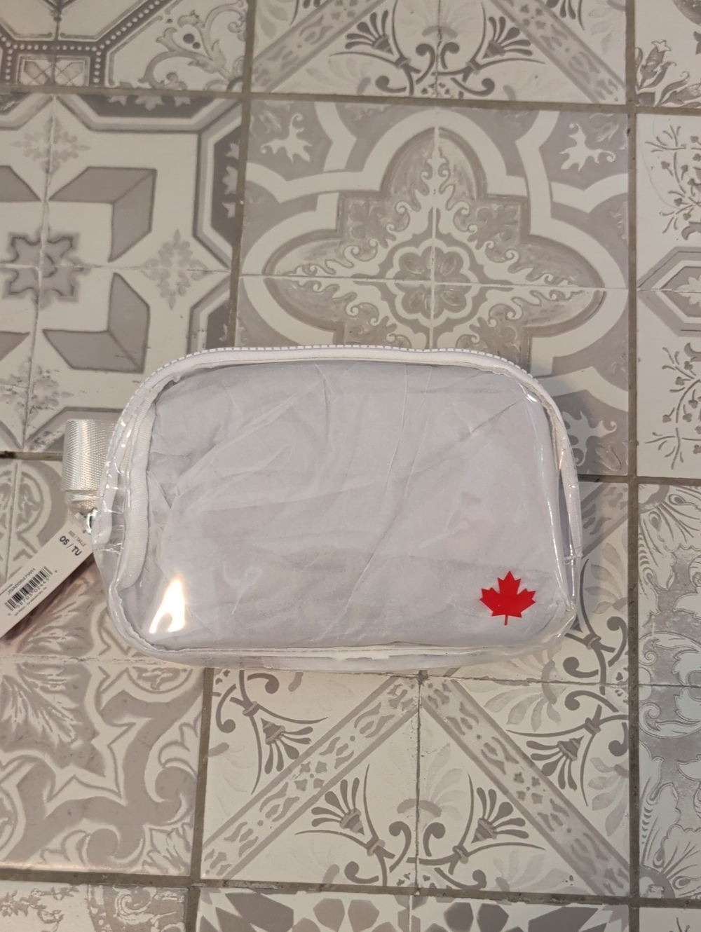 Clear Travel Belt Bag  Pouch with Red Maple Accent